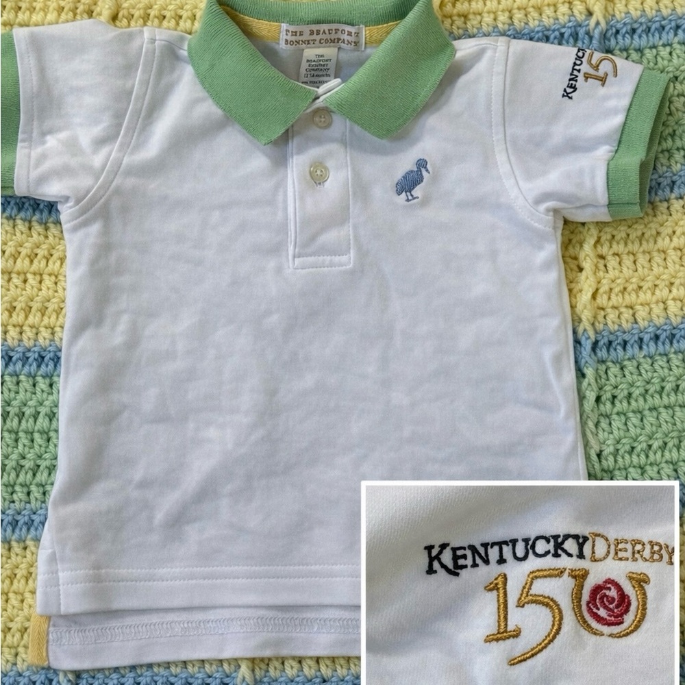 The Beaufort Bonnet Company White Polo with Green Collar